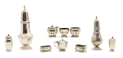 Lot 36 - A collection of silver cruet items