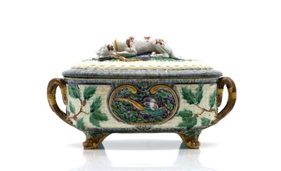 Lot 180 - A Minton majolica game pie tureen and cover