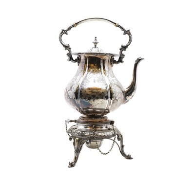 Lot 7 - A Victorian silver-plated tea kettle on stand