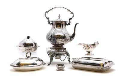 Lot 7 - A Victorian silver-plated tea kettle on stand