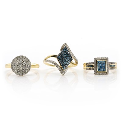 Lot 235 - Three 9ct gold diamond cluster rings