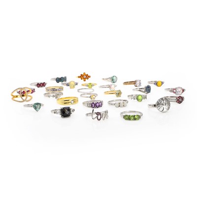 Lot 311 - A collection of silver and silver gilt gem set rings