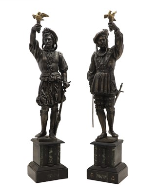 Lot 314 - A pair of spelter figures