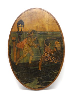 Lot 375A - An Arts & Crafts pyrography panel