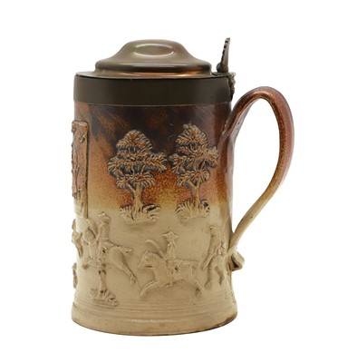 Lot 227 - A salt glazed flagon or tankard