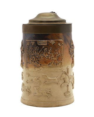 Lot 227 - A salt glazed flagon or tankard