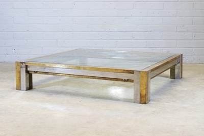 Lot 298 - An Italian brutalist brass and chrome coffee table