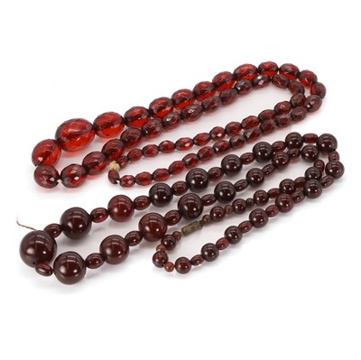 Lot 296 - Two Bakelite bead necklaces