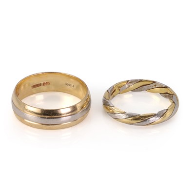 Lot 198 - Two platinum and gold wedding bands