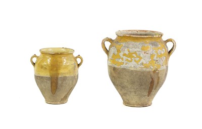 Lot 186 - A near pair of earthenware confit pots