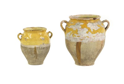 Lot 186 - A near pair of earthenware confit pots