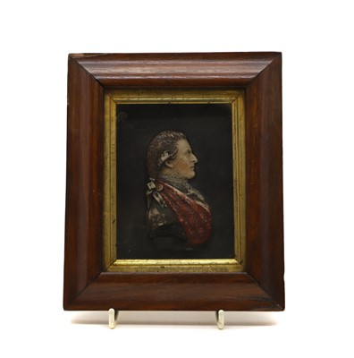 Lot 374 - A wax portrait relief