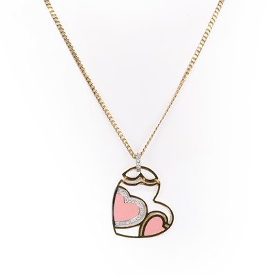 Lot 154 - A diamond and enamel open heart pendant, by Roberto Coin