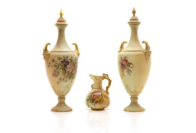 Lot 101 - A pair of Royal Worcester porcelain vases