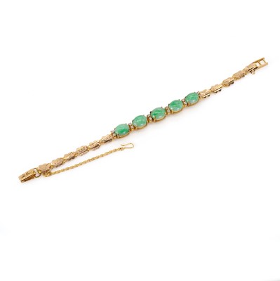 Lot 156 - A jade and diamond bracelet