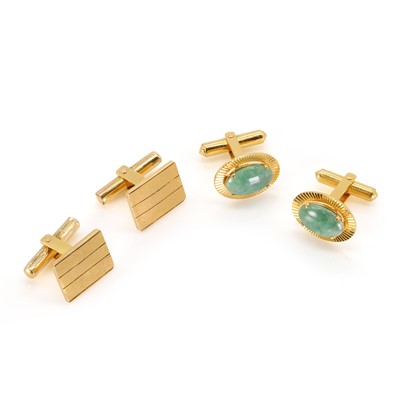 Lot 381 - Two pairs of gold cufflinks