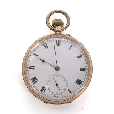 Lot 399 - A gold top wind open faced pocket watch