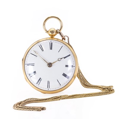 Lot 313 - A Victorian 18ct gold key wind open faced fusee lever pocket watch