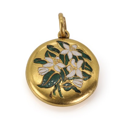 Lot 39 - A gold enamel floral locket