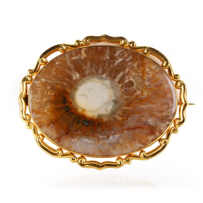 Lot 15 - A Victorian gold mounted hardstone brooch