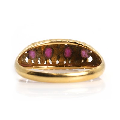 Lot 29 - An Edwardian 18ct gold five stone ruby ring