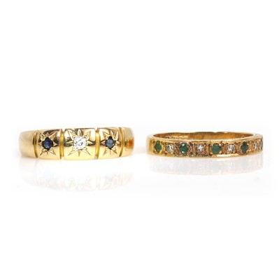 Lot 217 - An antique 18ct gold gypsy ring and a half-eternity ring