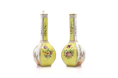 Lot 100 - A pair of Dresden porcelain vases
