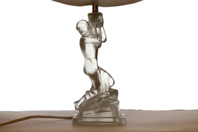 Lot 570 - A pair of Art Deco satin glass table lamps