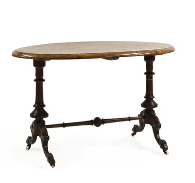Lot 350 - A Victorian inlaid burr-walnut oval table