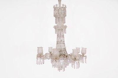 Lot 653 - A cut-glass and silver-plated brass eight-light chandelier