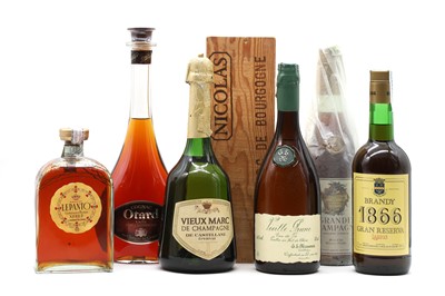 Lot 163 - A selection of Cognacs and spirits