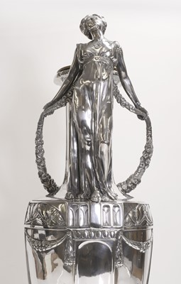 Lot 27 - A German Jugendstil silver-plated vase