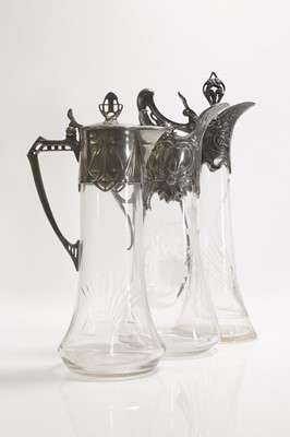 Lot 30 - Three German WMF cut-glass decanters