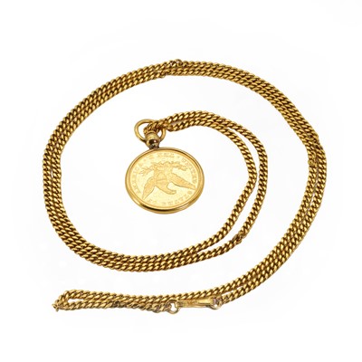 Lot 260 - An American gold ten dollar coin pendant and chain