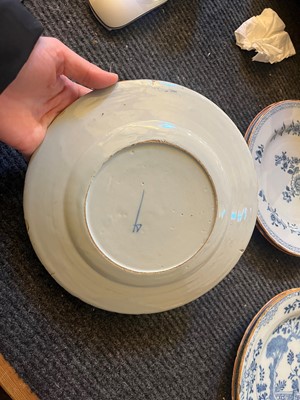 Lot 250 - A group of five English Delft pottery plates
