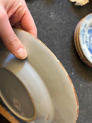 Lot 250 - A group of five English Delft pottery plates