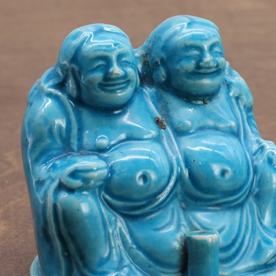 Lot 62 - A Chinese turquoise-glazed incense holder