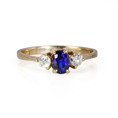 Lot 109 - A 9ct gold sapphire and diamond ring