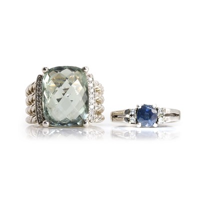 Lot 233 - A silver and prasiolite 'Wheaton' ring, by David Yurman