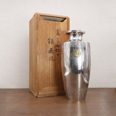 Lot 214 - A Japanese silver vase