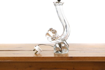 Lot 194 - A Daum crystal glass table lamp