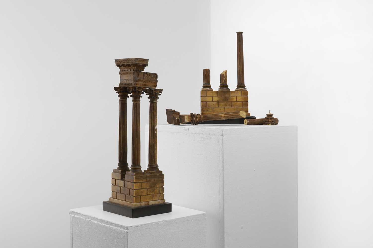 Lot 251 - A pair of carved Siena marble grand tour models