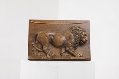 Lot 114 - A carved wood panel of the Barberini Lion