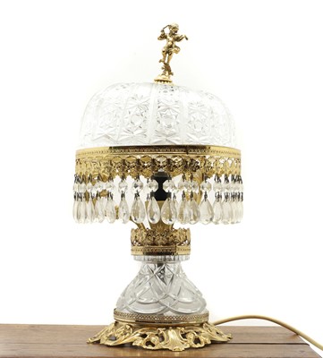 Lot 370 - A cut glass table lamp