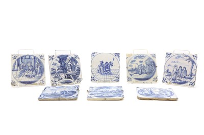 Lot 162 - A group of eight Delft pottery blue and white tiles