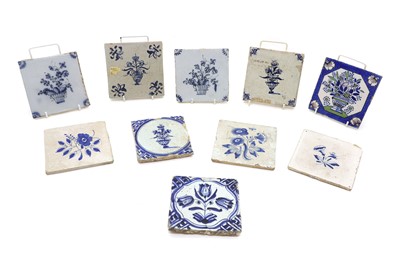Lot 160 - A group of ten Delft blue and white pottery tiles