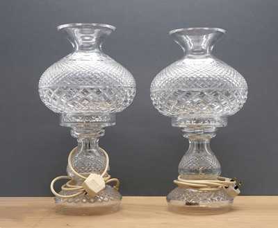 Lot 193 - A pair of Waterford Crystal glass 'Inishmaan' table lamps