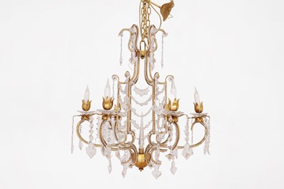 Lot 641 - A Genoese-style gilt-metal and cut-glass chandelier by Mechini