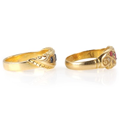 Lot 24 - Two antique 18ct gold rings