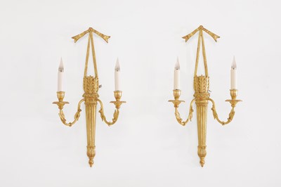 Lot 211 - A pair of Louis XVI-style giltwood and composition wall lights by Leone Cei & Figli of Florence